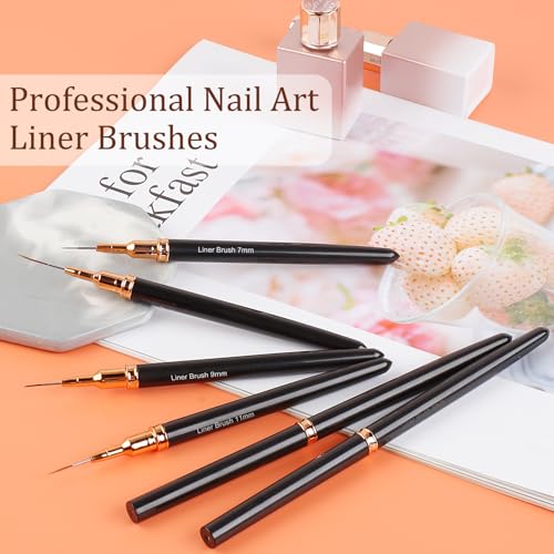 vivinin 7PCS Metallic Nail Art Brushes Set - Ultra Fine Liner & Detail Pens for Gel Polish