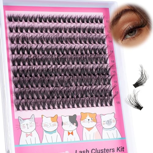 URNNE Fluffy 5D 40D Cluster Lash Extensions DIY Wispy D Curl Lashes 180pcs