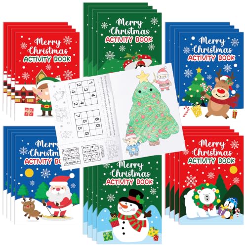 Christmas Activity Books Set - 24 Kids Coloring & Puzzle Booklets - Variation 24
