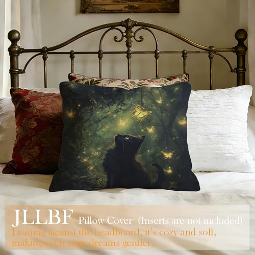 Forest Cat 18x18 Flannel Pillow Cover, Double-Sided Gothic Throw Pillow