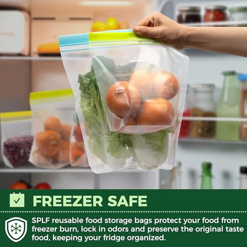 SPLF 8 Pack Reusable Gallon Freezer Bags - Leakproof Food Storage Bags