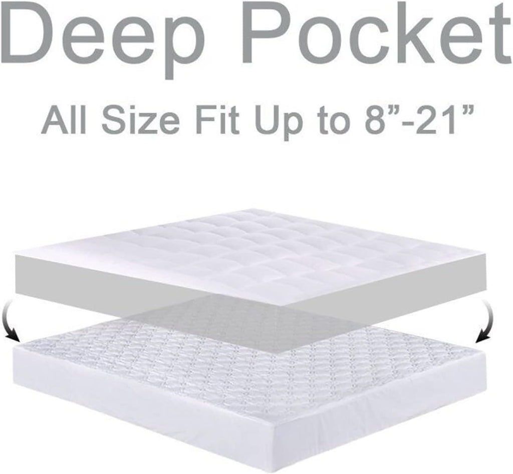 Regine Switzerland Queen Mattress Topper - Extra Thick Plush Pillow Top for Back Pain Relief - White