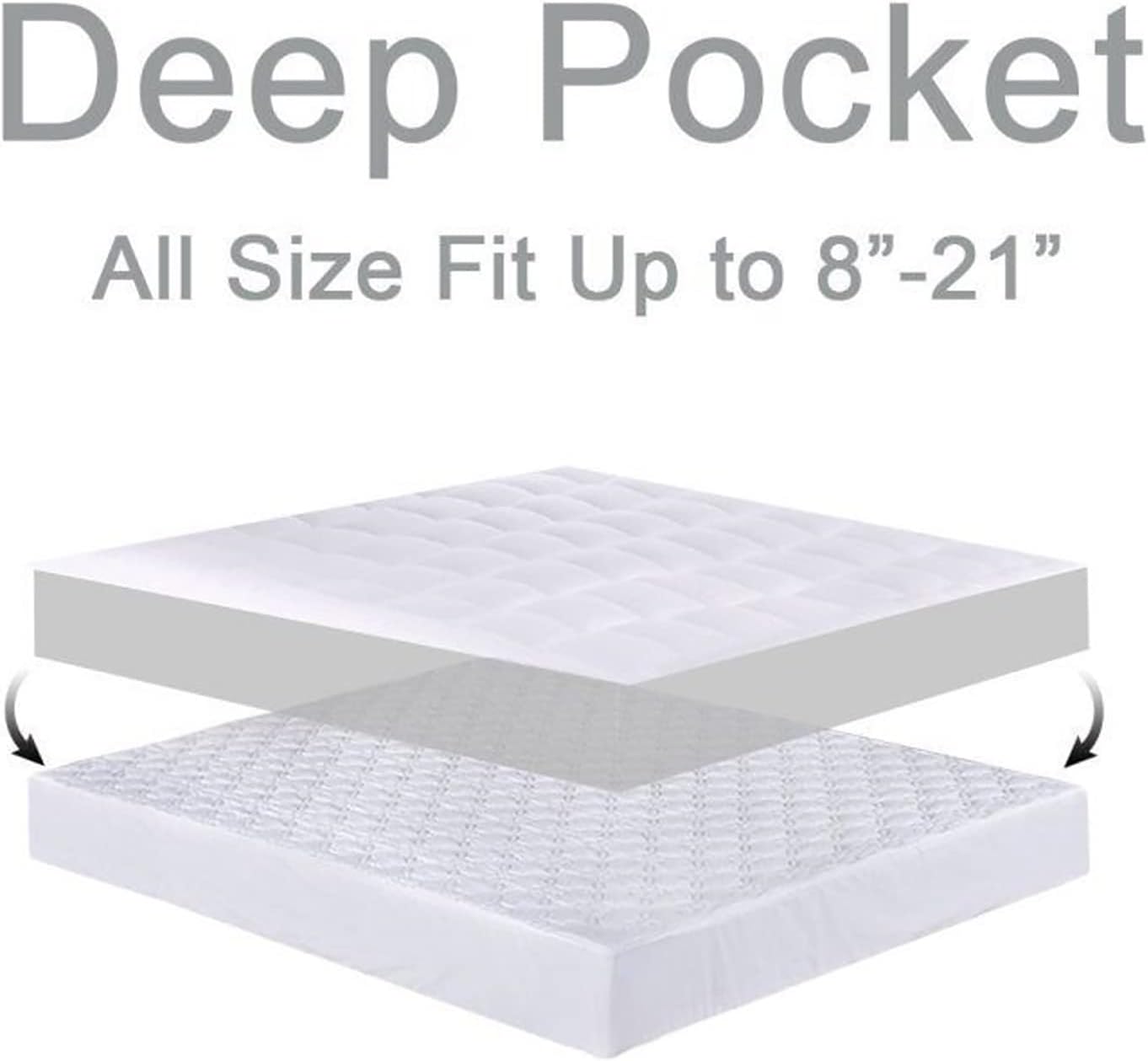 Regine Switzerland Queen Mattress Topper - Extra Thick Plush Pillow Top for Back Pain Relief - White