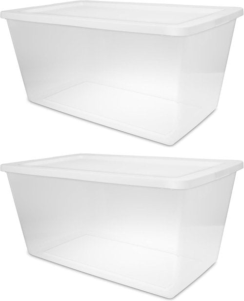 Clear Plastic Storage Bins by [Brand Name] - 90 Quart Stackable Organizer for Home & Office | 2-Pack