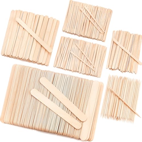 EWVVSS 500 Pcs Wooden Wax Applicator Sticks Assorted Sizes for Hair Removal