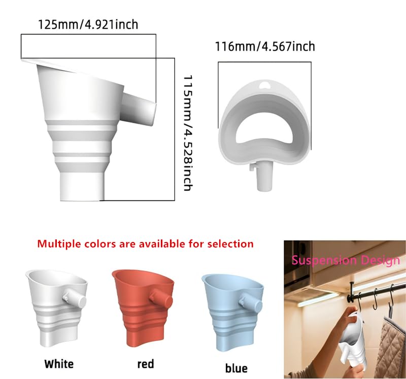 Silicone Flour Funnel for KitchenAid 5 Qt Mixer - Easy Clean & Foldable