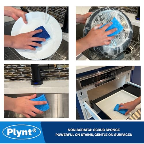 Plynt Non-Scratch Scrub Sponges for Dishes & Kitchen - 12 Pack