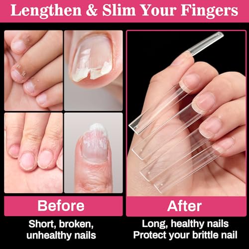 RAQEHO 2XL Extra Long Square Nail Tips 240PCS Clear False Nails Half Cover