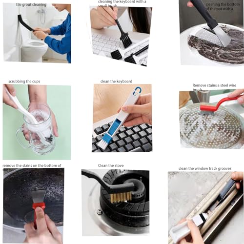 14-Piece Crevice Cleaning Brush Set with Scraper for Tight Spaces