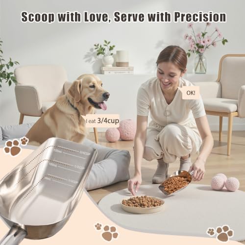 304 Stainless Steel Dog & Cat Food Scoop - 1 Cup Measuring Tool
