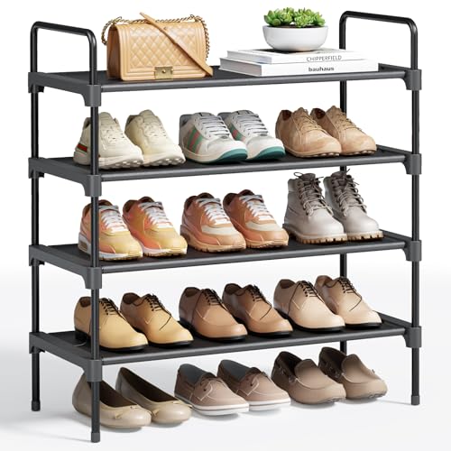 Kitsure 26.6" Wide Black Shoe Rack - 4 Tier Closet Organizer