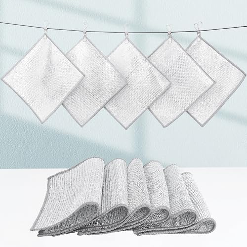 Nanaborn Non-Scratch Wire Dishwashing Rags - 12 Pack Kitchen Cloths