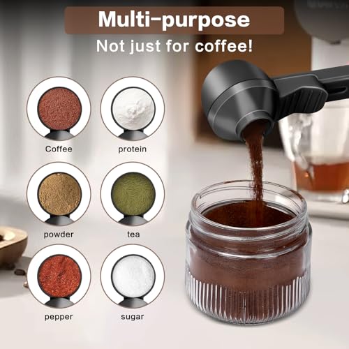 TIMEACT 2-in-1 Coffee Scoop with Funnel, 2 Tbsp Measuring Spoon - Black