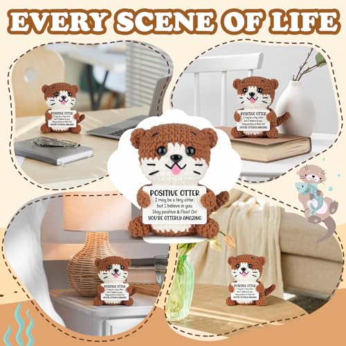 Inspirational Crochet Otter Gift - Handmade Desk Decor for Encouragement