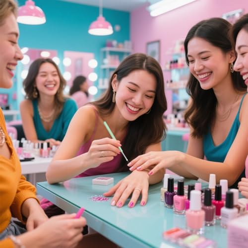 JEONEKID 6-Piece Professional Nail Art Brush Set and Dotting Pen for Gel Design