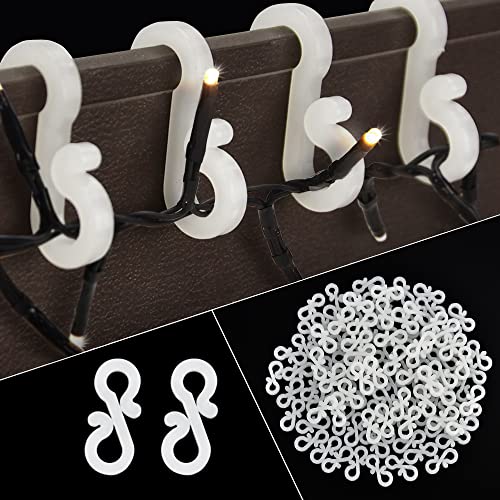 30Pcs Gutter Hooks for Outdoor Lights - White, Christmas Light Clips