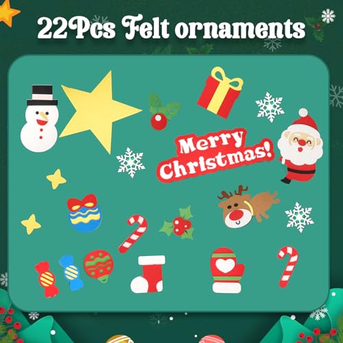 DIY Felt Christmas Tree Wall Decor with Ornaments - Holiday Season Decoration