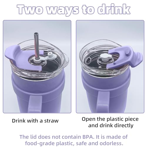 30/40 oz Tumbler Replacement Lids,1pack Spill Proof Straw Lids for YETI,Old Style RTIC,Ozark Trail and More,for Travel Tumblers,Stainless Steel Tumblers,Straw and Sippy Friendly(Purple)