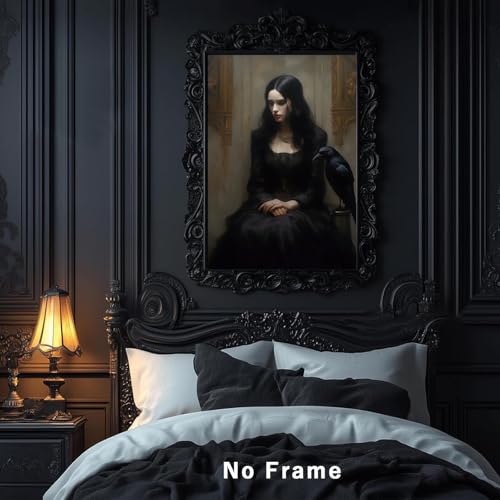 Gothic Witch Wall Art - Vintage Dark Academia Canvas 16x24