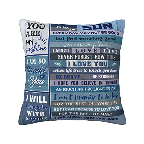 Son Gift Throw Pillow Cover 18x18 Inches - Inspirational Graduation Gift