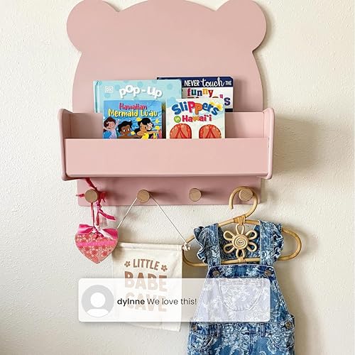 babyGap by Delta Children Brannan Bear Wall Shelf with 4 Hooks, Sage Green