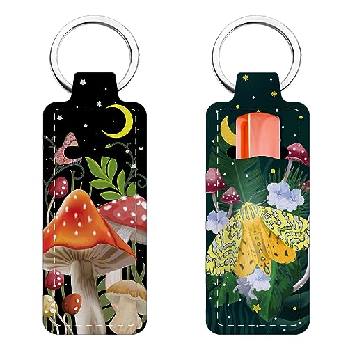 FREEBLOSS 2Pcs Chapstick Holder Keychain, Cute Lipstick Pouch with Keychain Ring