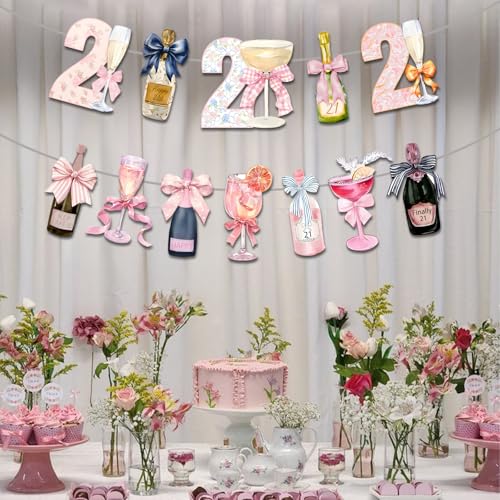 Pink 21st Birthday Banner for Elegant Party Decorations