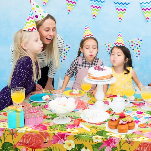 OHOME Tropical Hawaiian Tablecloths - 2 Pack Red Green Yellow Luau Decor