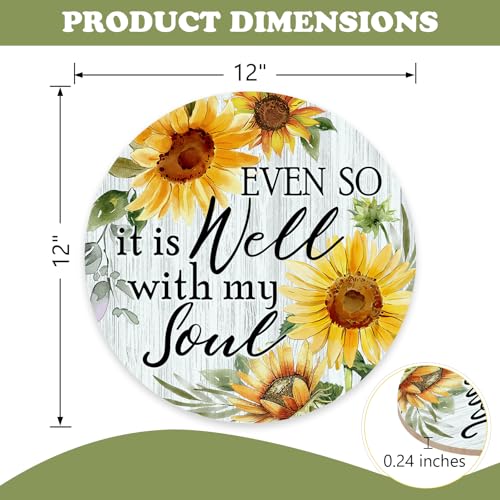 Bolisom Rustic Sunflower Door Sign | Inspirational Home Decor 12"