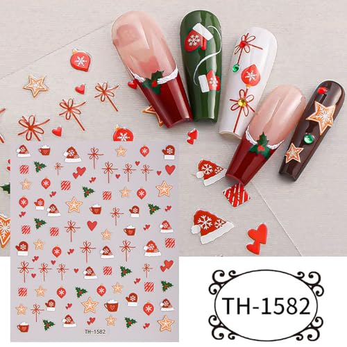 8-Pack 5D Embossed Christmas Nail Art Stickers Holiday Decals