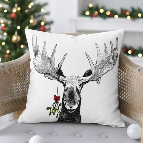 Emvency Moose Winter Throw Pillow Covers Set of 2 - 18x18 Inch