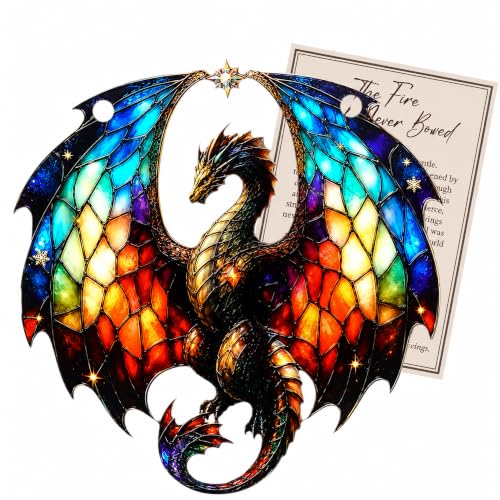 Dragon Christmas Ornament - Gothic Fantasy Stained Glass Dragon for Holiday Tree - Variation: Dragon