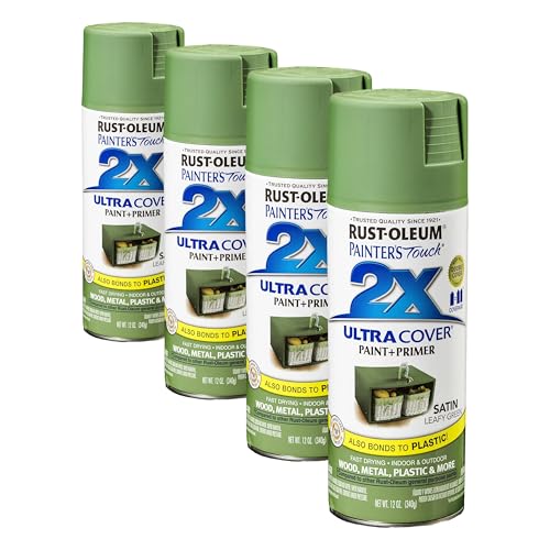 Rust-Oleum Painter's Touch 2X Satin Spray Paint, Leafy Green, 12 oz (Pack of 4)