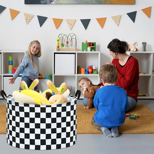 MAIZMZ Checkered Extra Large 80L Kids Laundry Basket Waterproof Collapsible Toy Organizer
