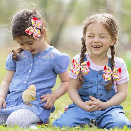 Beleki Easter Eggs Hair Bow Clips 4.5 Inch Grosgrain Ribbon Barrettes