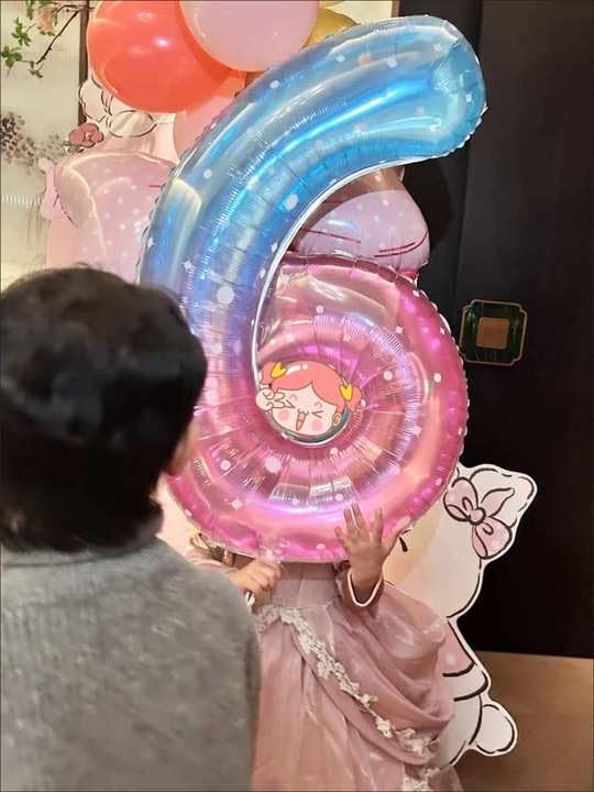 Number 4 Starry Sky Foil Birthday Balloon 40 Inch Party Decoration