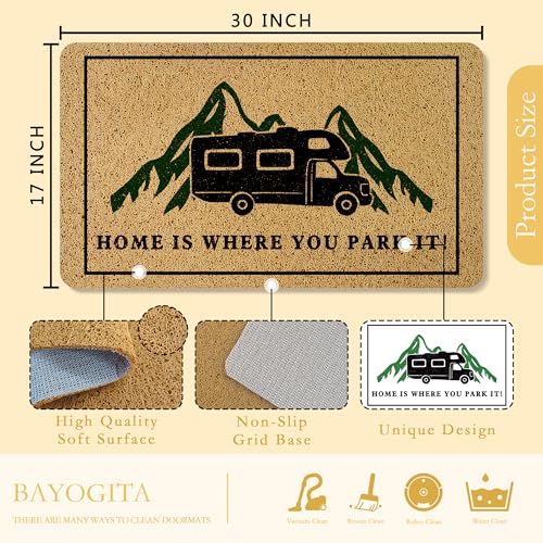 Mountain Camping Welcome Mat - 17x30 Inch Indoor Outdoor Doormat