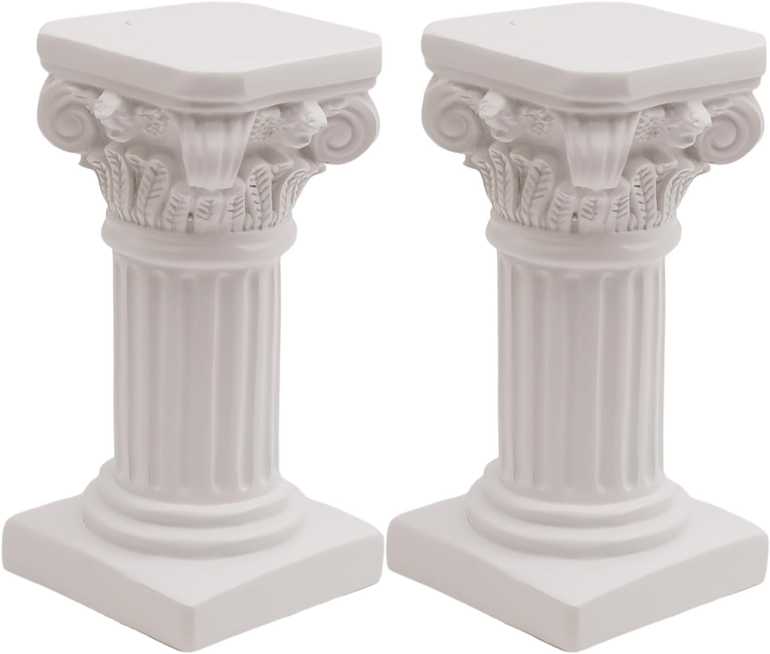 Saihisday White Roman Pillar Statues - Mini Greek Columns Candle Holders for Home & Garden Decor | 3.9" D x 7.5" H
