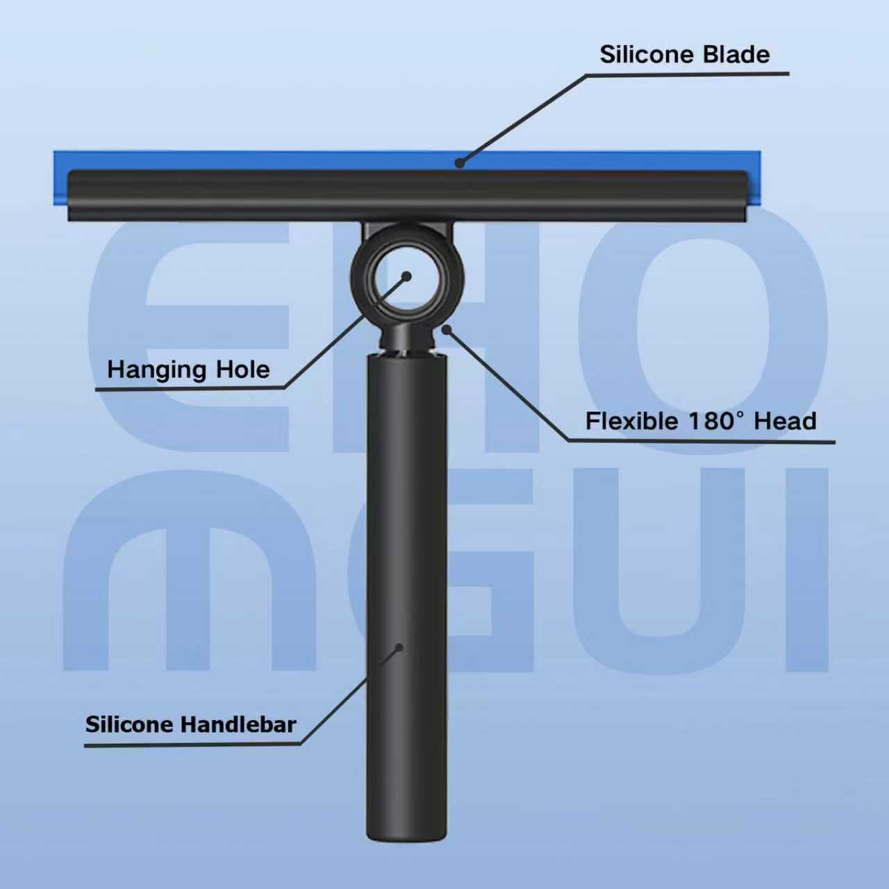 EHOMGUI Shower Squeegee for Glass Doors, Squeegee with Long Handle, Telescoping Squeegee for Shower, Extendable Window Cleaner Tool for Car Windows, Tile Walls, Sliding Door, Shower Glass Door