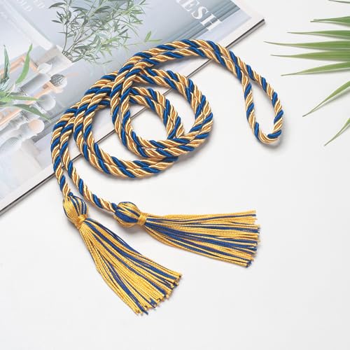 ONUPGO Royal Blue and Gold Graduation Honor Cord 68" Braided Tassel Rope
