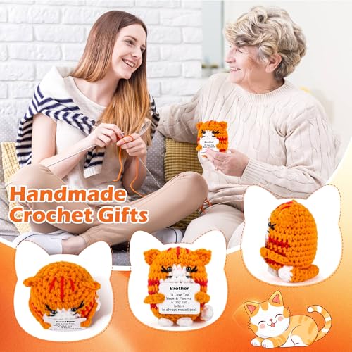 Brother Gift Handmade Crochet Cat Funny Birthday Gift for Brother - Unique Sibling Keepsake