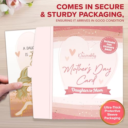 Gold Glitter Foil 5x7 Mother's Day Card from Daughter with Charm