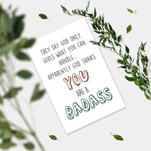 Badass Encouragement Card - Humorous Gift for Cancer Survivors