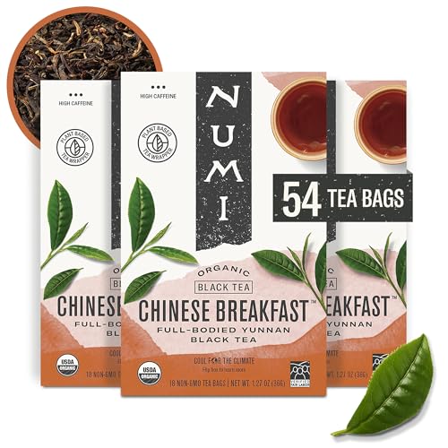 Numi Organic Chinese Breakfast Black Tea, 54 Full-Leaf Tea Bags
