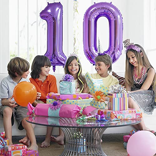 40 Inch Purple Number 10 Balloon - Aluminum Foil Birthday Decoration
