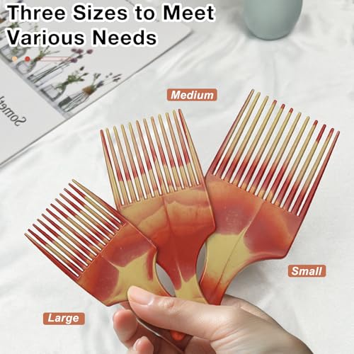 Zoolinn 3-Piece Dual-Color Fork Comb Set for Hair Styling and Detangling