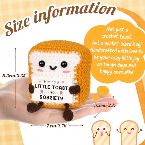 Mini Handmade Crochet Toast - Sobriety Gift for 1 & 2 Year Celebrations