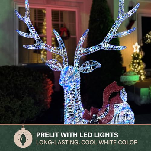 72-Inch LED Iridescent Reindeer Decoration with Lights - Indoor Outdoor Christmas Yard
