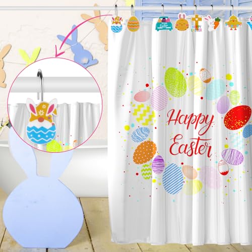 12Pcs Cartoon Shower Curtain Hooks Set - Stainless Steel Bathroom Hangers with 12 Unique Shapes