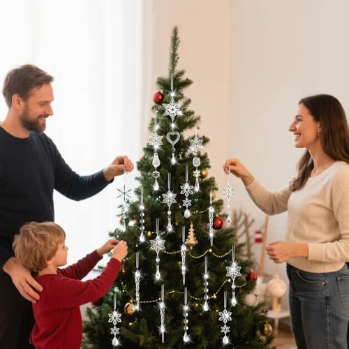 Transparent Christmas Tree Ornaments - 21Pcs Hanging Decorations